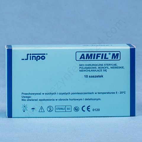 NICI AMIFIL M 2/0 CE-11, ig. 37 mm /75 cm T, 3/8 koła - niewchłanialne, monofilament (10 szt.)